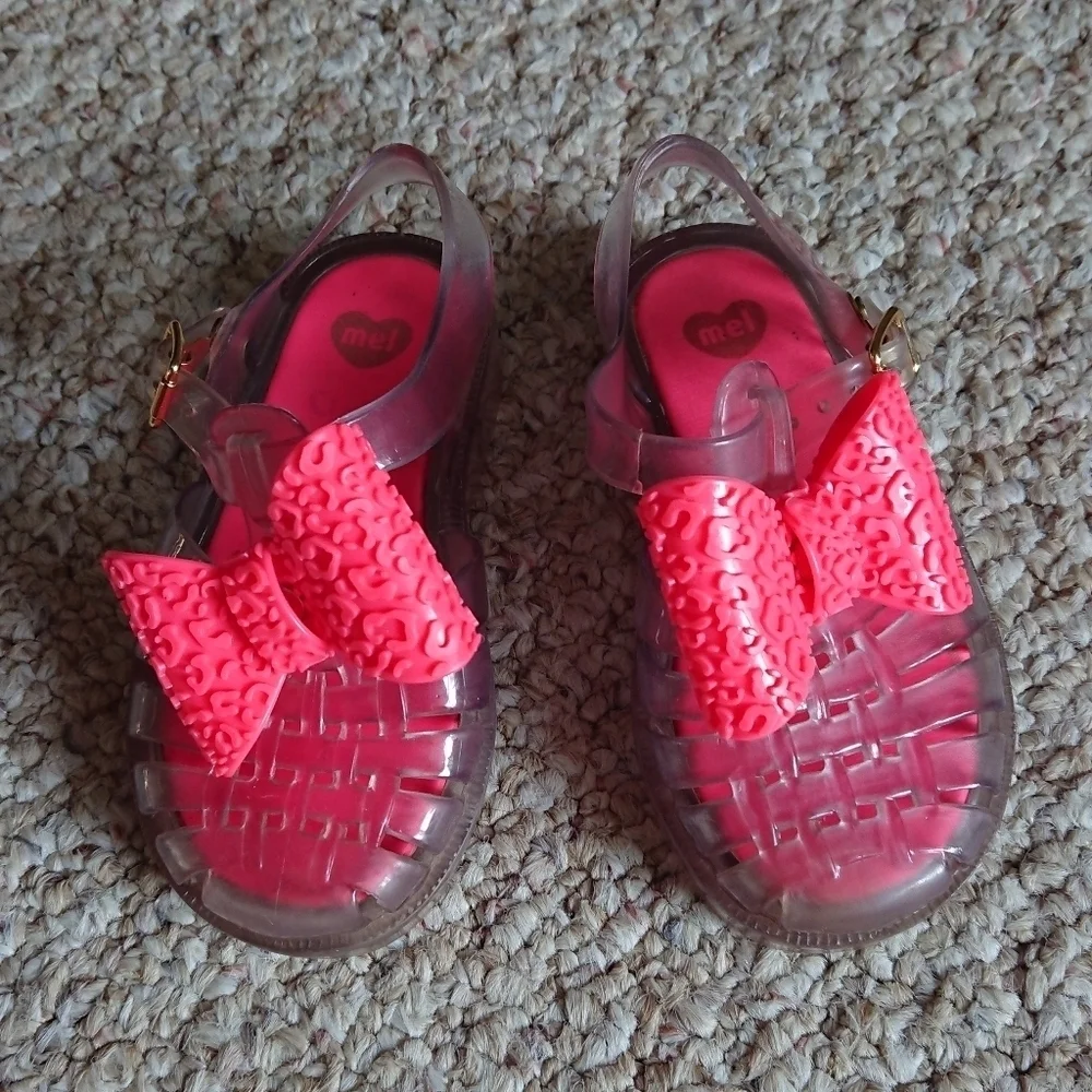 Mel By Melissa Toddler Clear Jelly Sandals Pink Leopard Bow Size 7